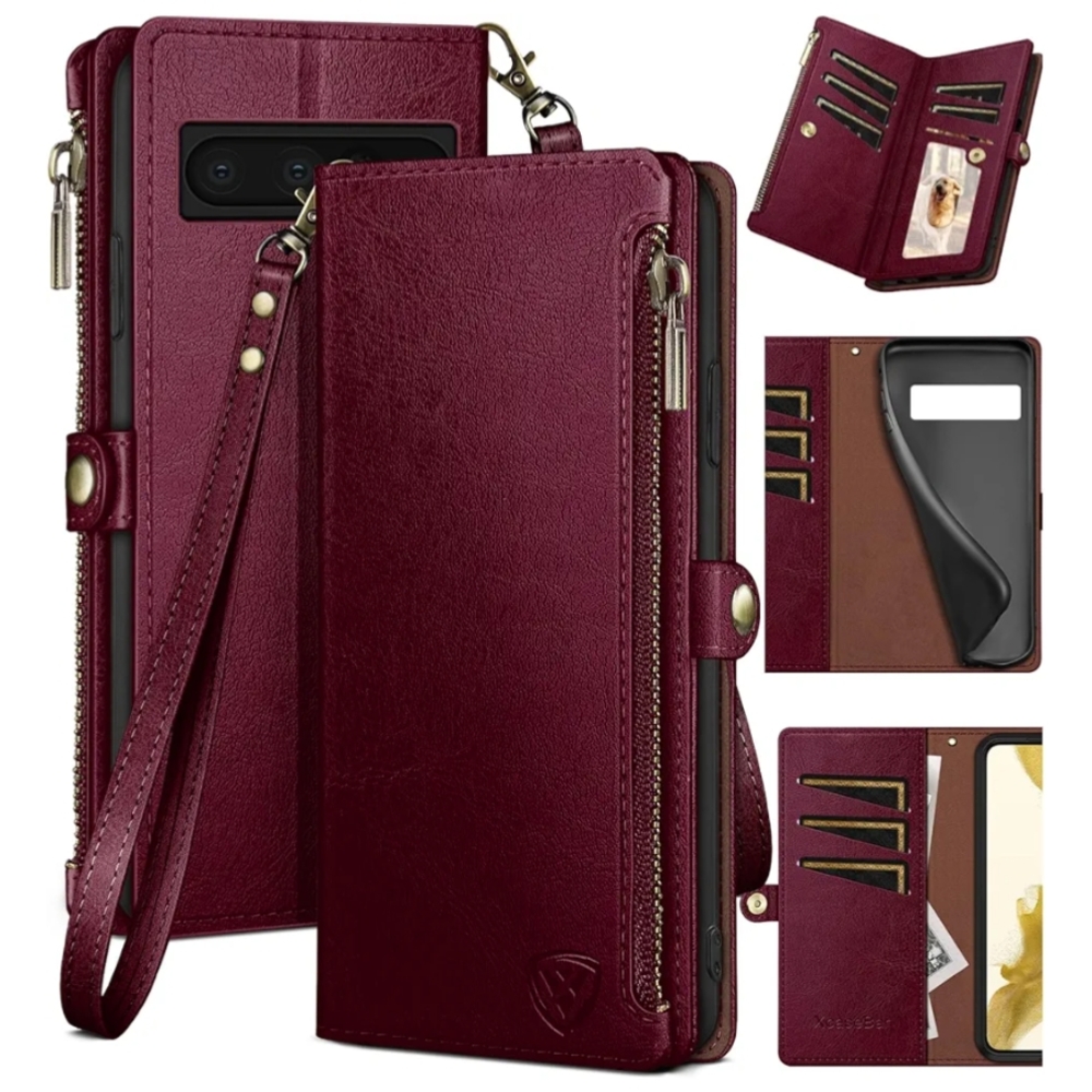 Burgundy Wallet Phone Case - Google Pixel 7 Pro